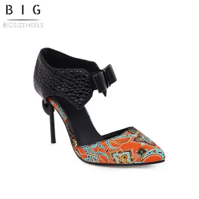Bigsizeheels Trendy Slip-On Heel Covering Stiletto Heel Low-Cut Upper Sandals - Black