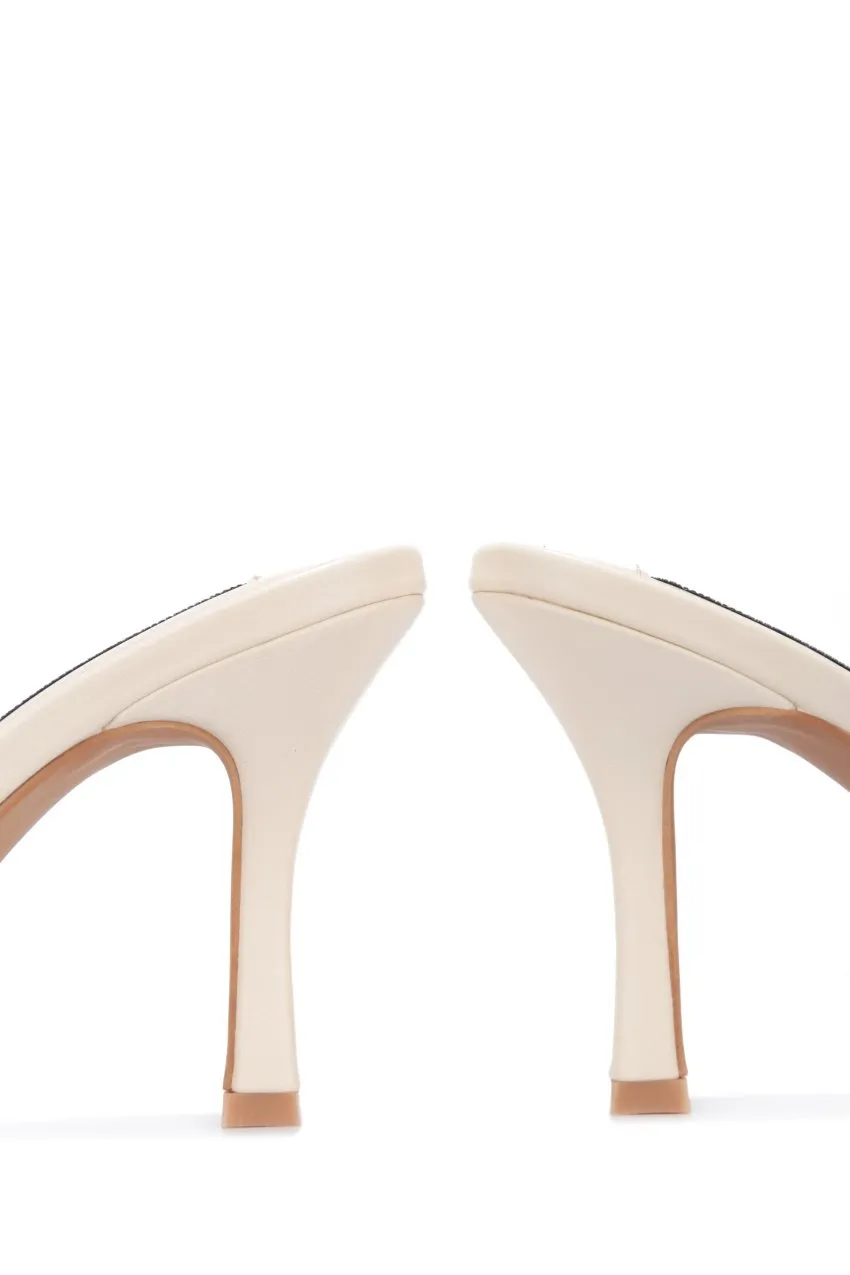CAPE ROBBIN ROLEX GOING HARD TO FLEX SLIP ON MULE HEELS OFF WHITE (8, OFF WHITE)