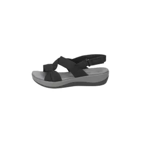 Clarks Strap Flat Sandals Fabric Black Colour For Women