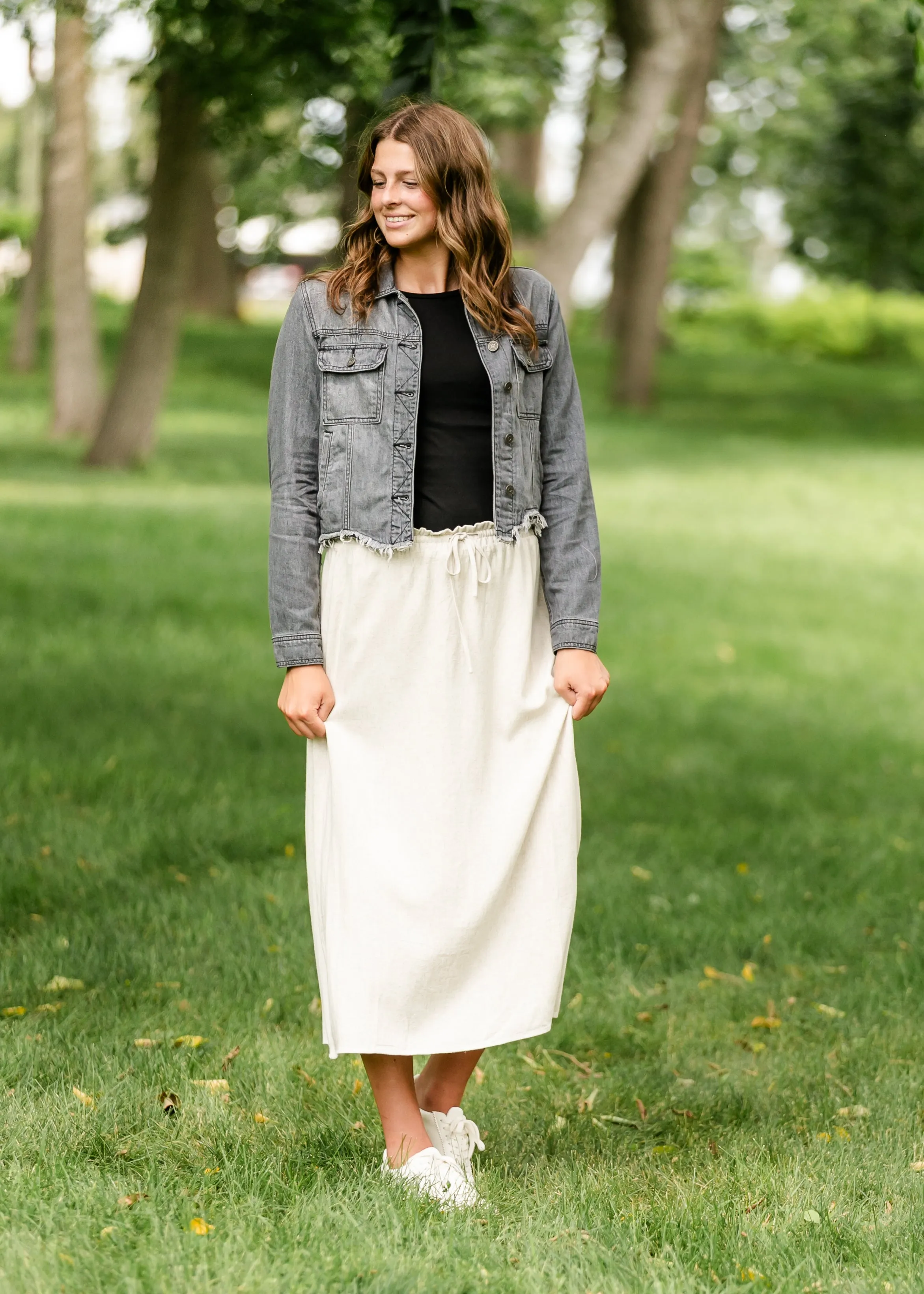 Essential Linen Drawstring Maxi Skirt - FINAL SALE
