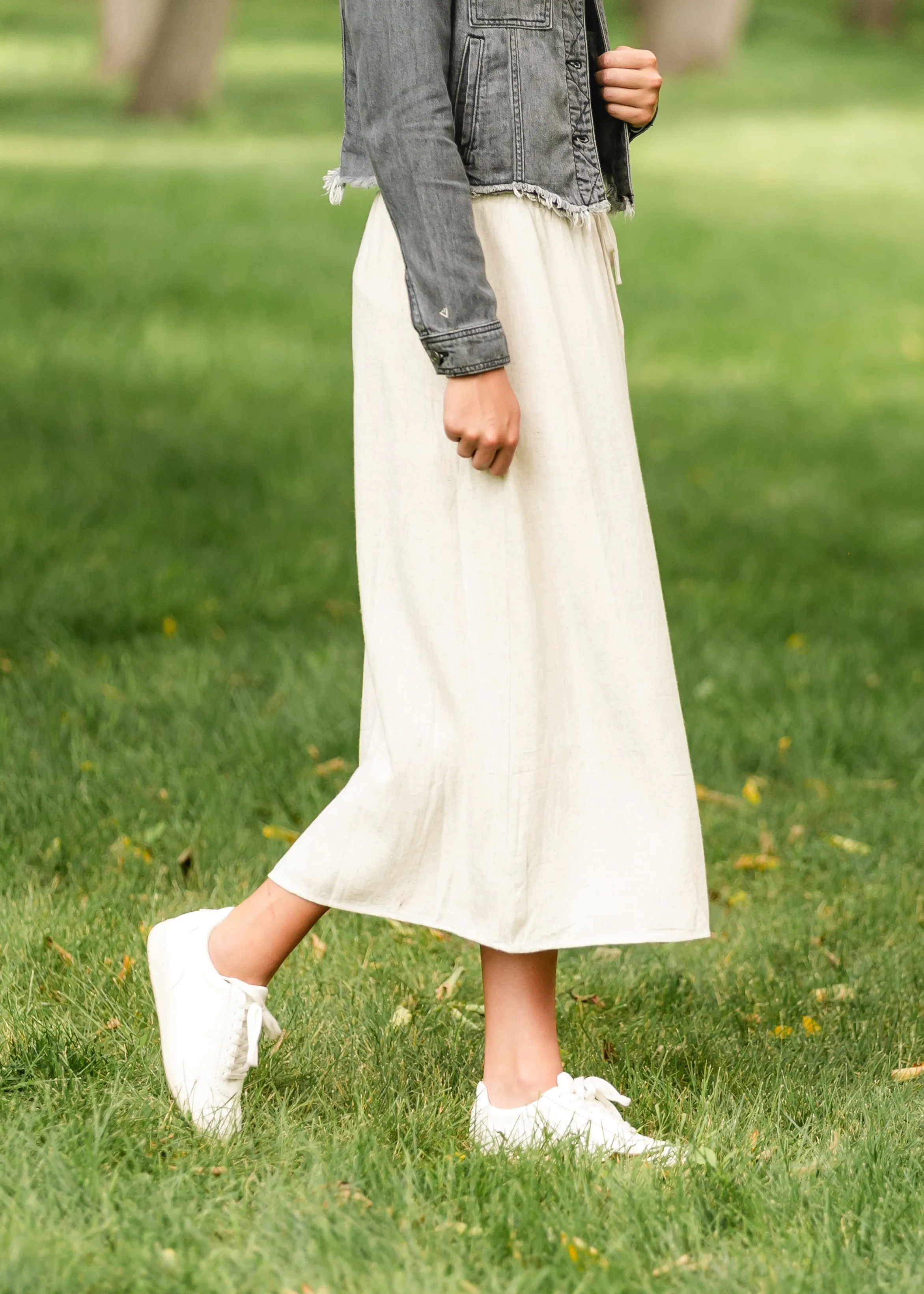 Essential Linen Drawstring Maxi Skirt - FINAL SALE