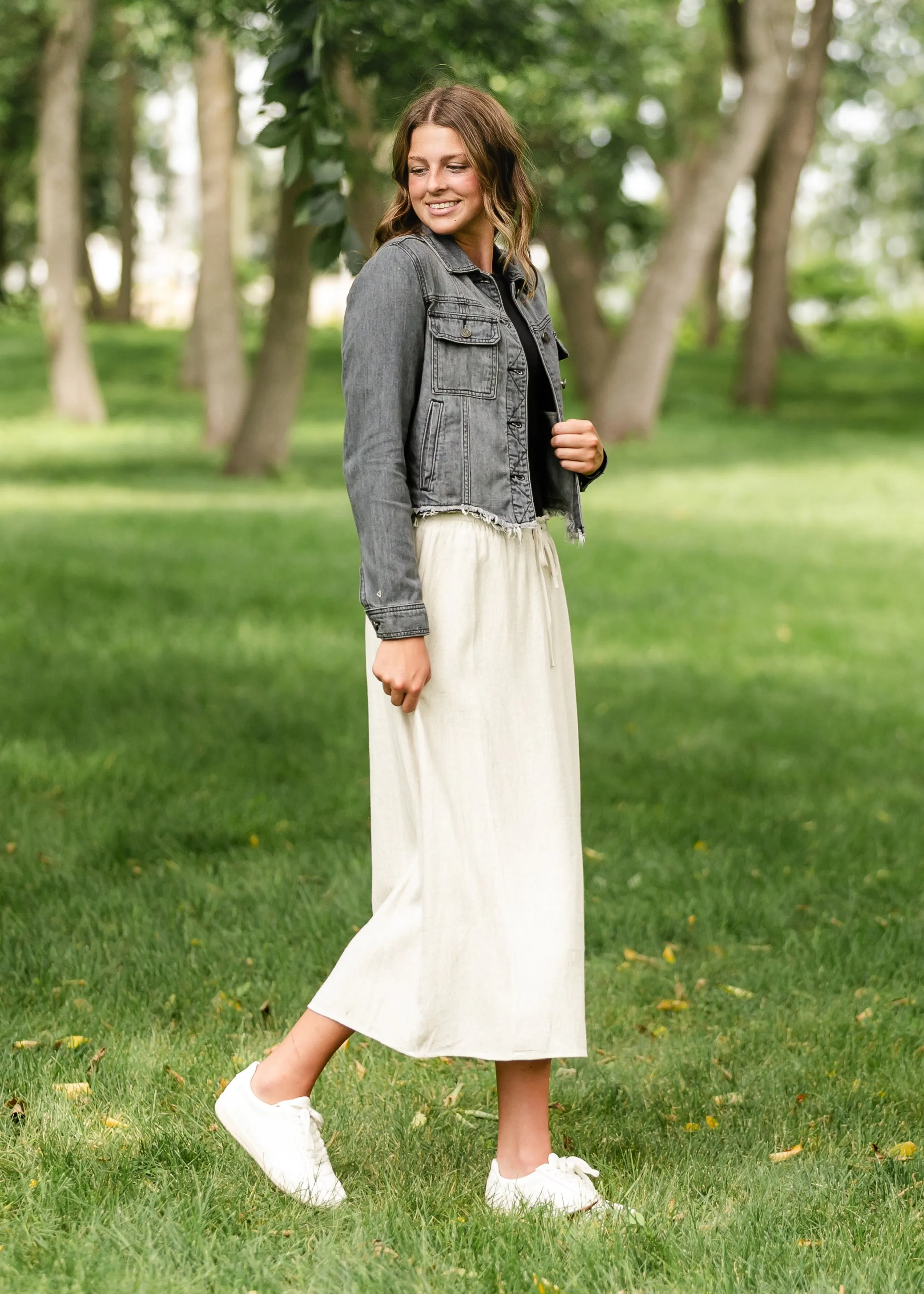 Essential Linen Drawstring Maxi Skirt - FINAL SALE