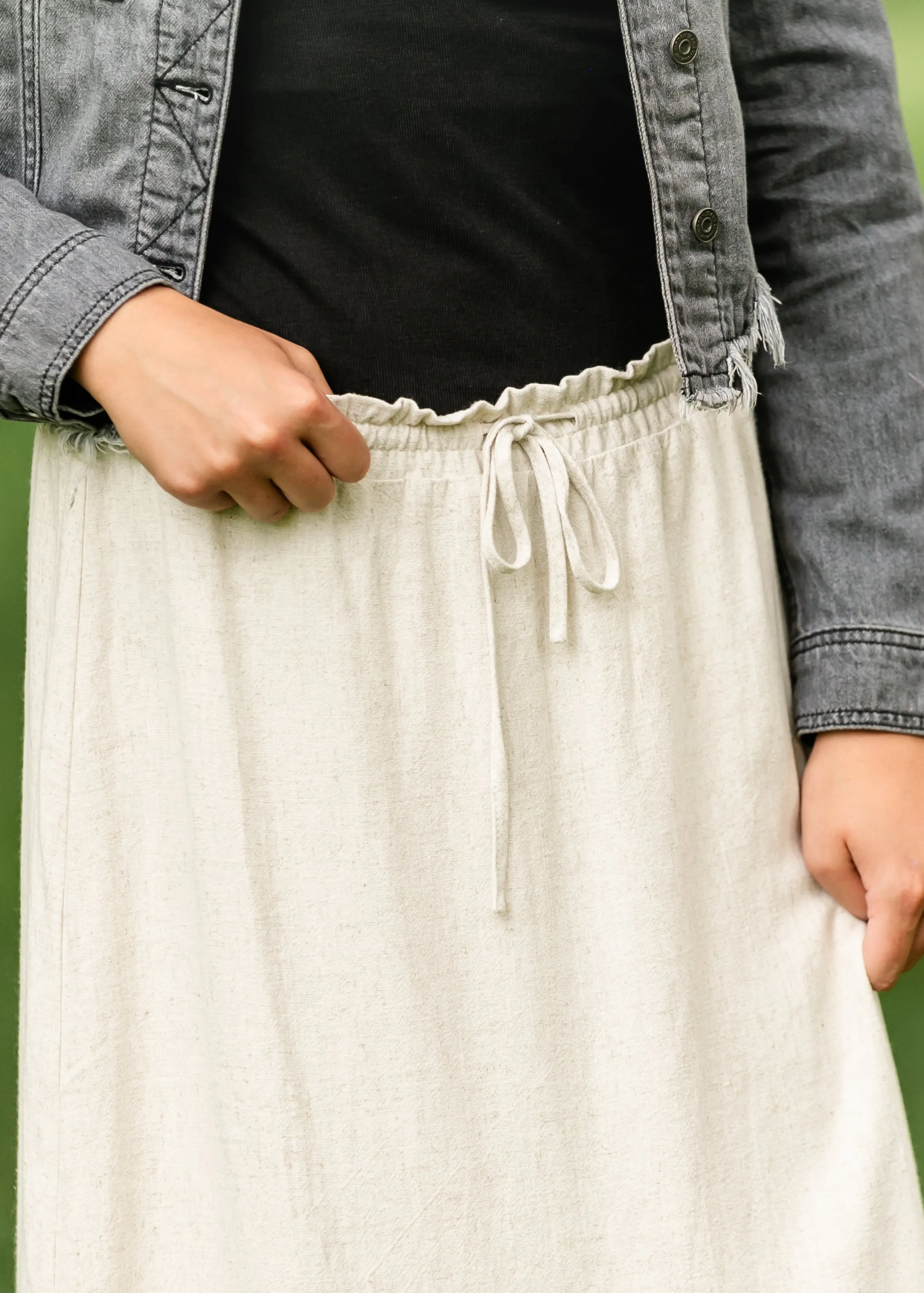 Essential Linen Drawstring Maxi Skirt - FINAL SALE