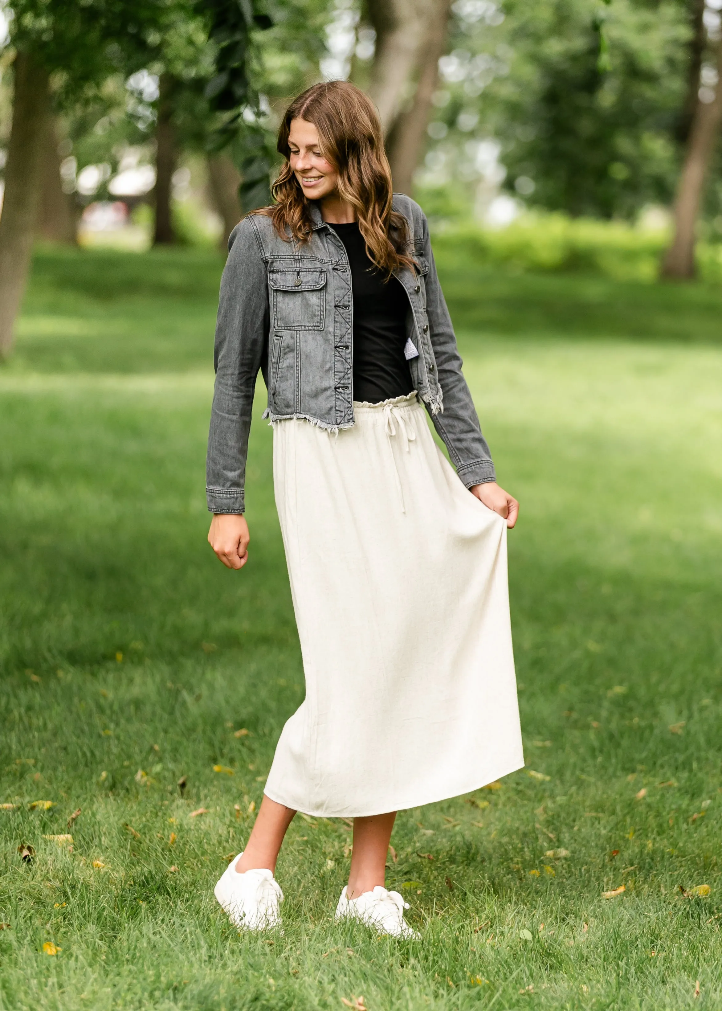 Essential Linen Drawstring Maxi Skirt - FINAL SALE