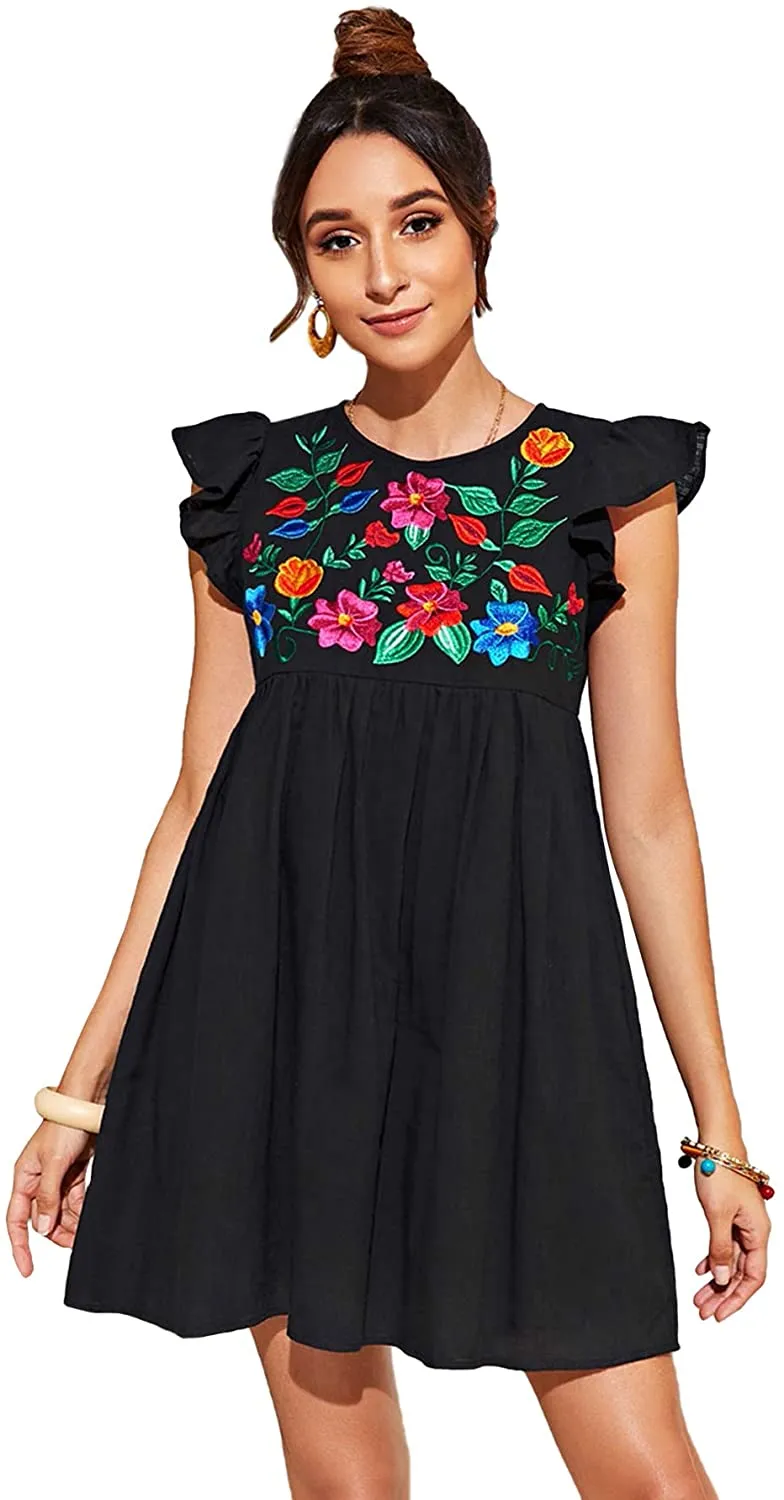 Floral Embroidery Dress