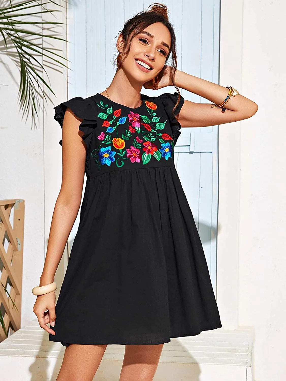 Floral Embroidery Dress
