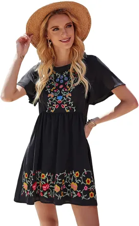 Floral Embroidery Dress