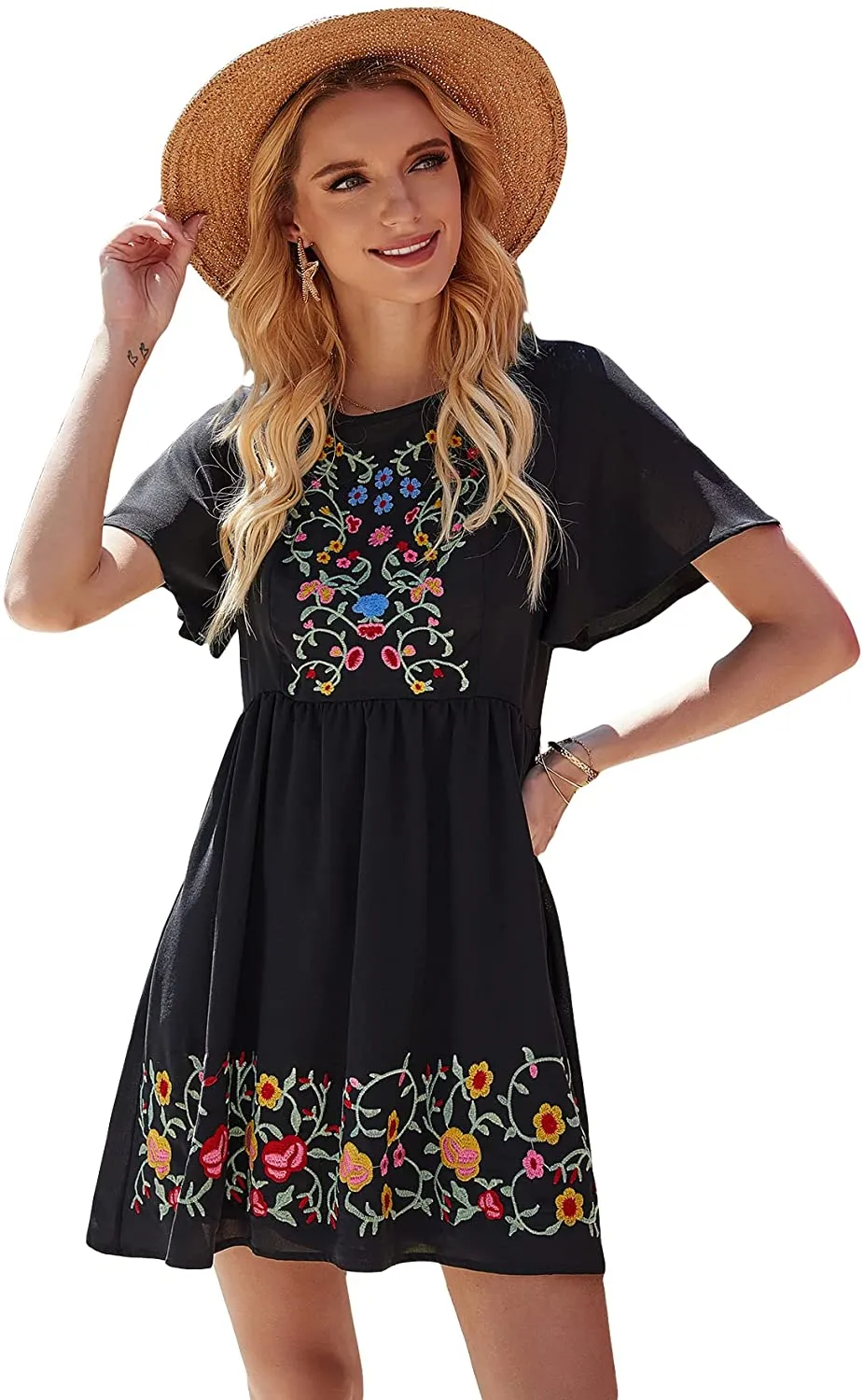 Floral Embroidery Dress