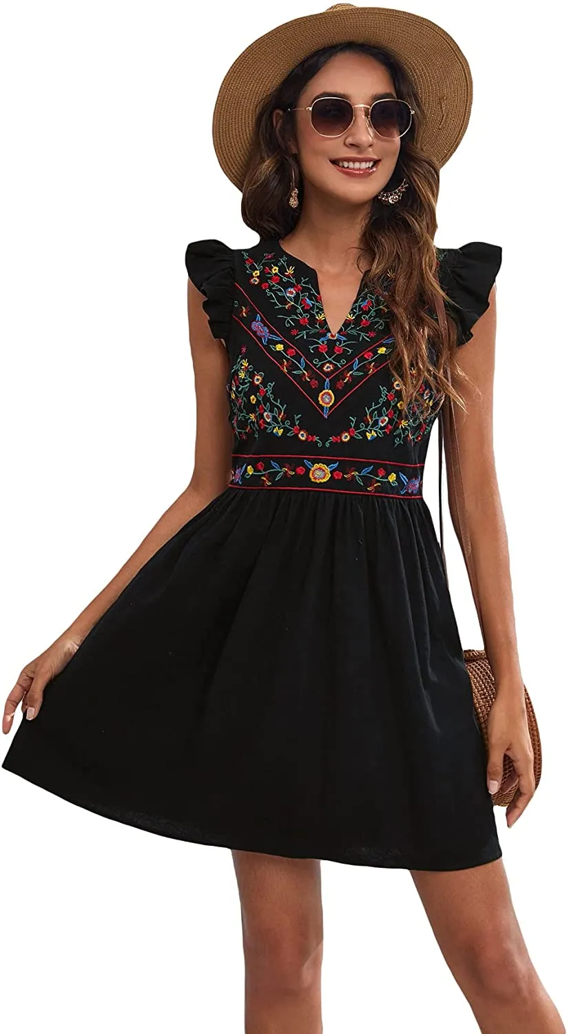 Floral Embroidery Dress