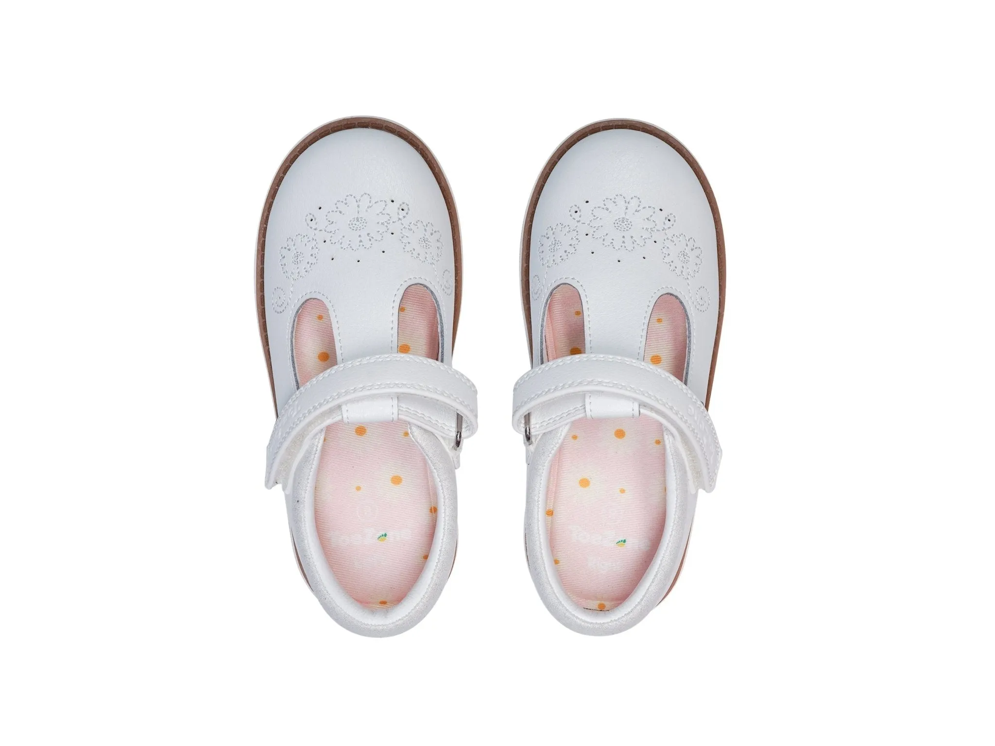 IVY - White T-Bar Flower Summer Shoes