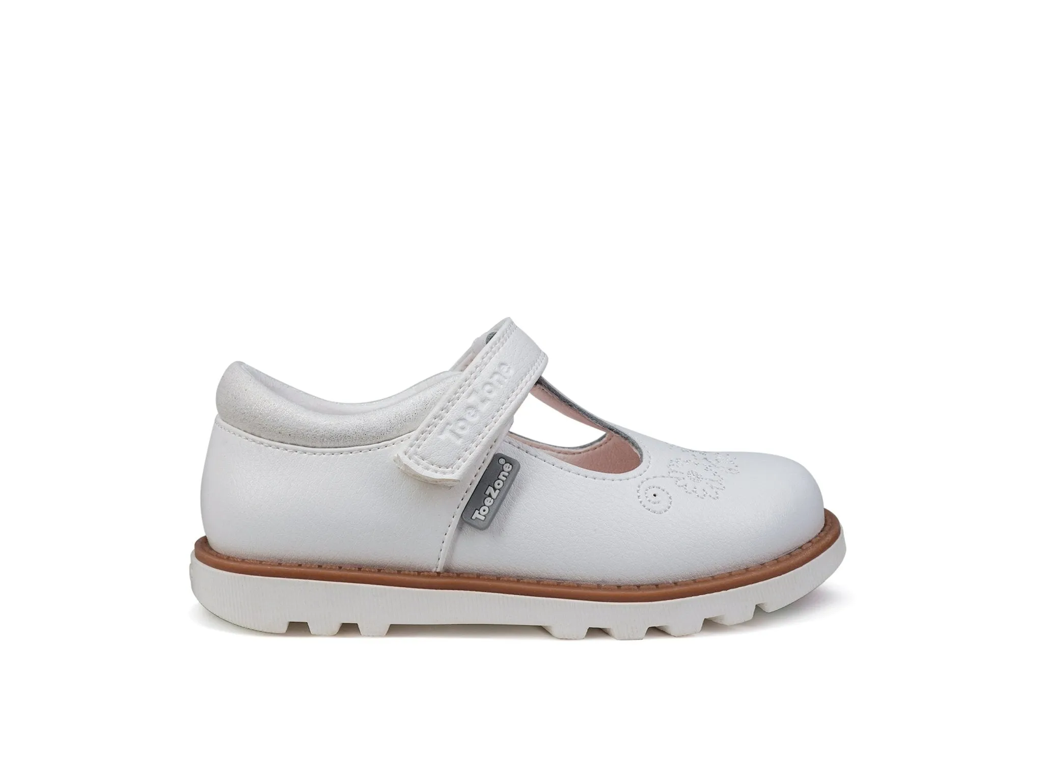 IVY - White T-Bar Flower Summer Shoes