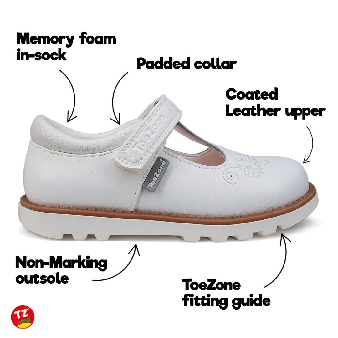 IVY - White T-Bar Flower Summer Shoes