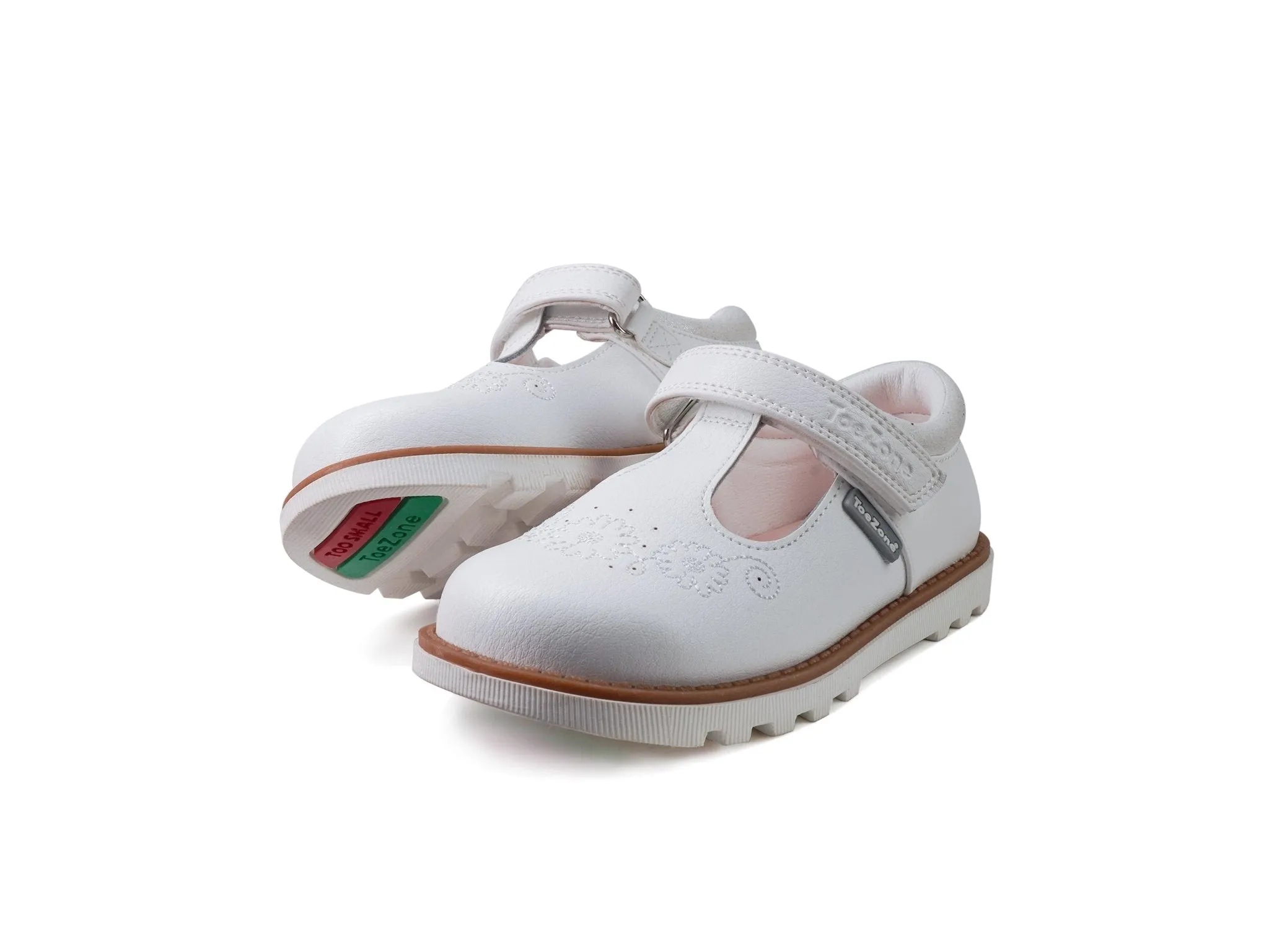 IVY - White T-Bar Flower Summer Shoes