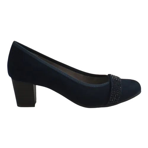 Jana Ladies Block Heeled Pumps- 22467-42 - Navy