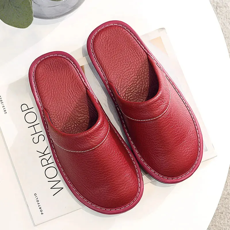 Men's Plus Size Leather Home Casual Comfy Slippers