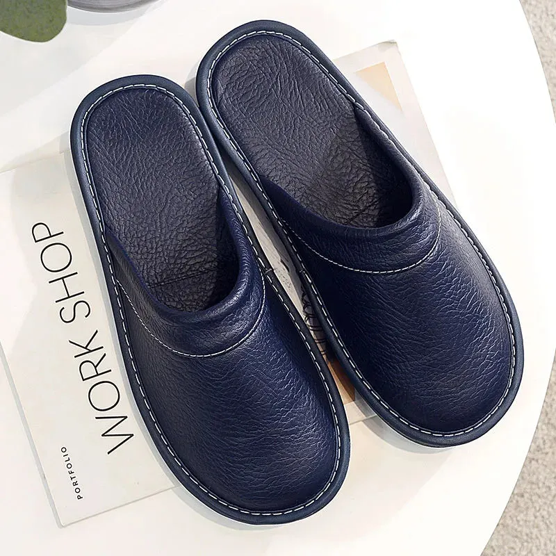 Men's Plus Size Leather Home Casual Comfy Slippers