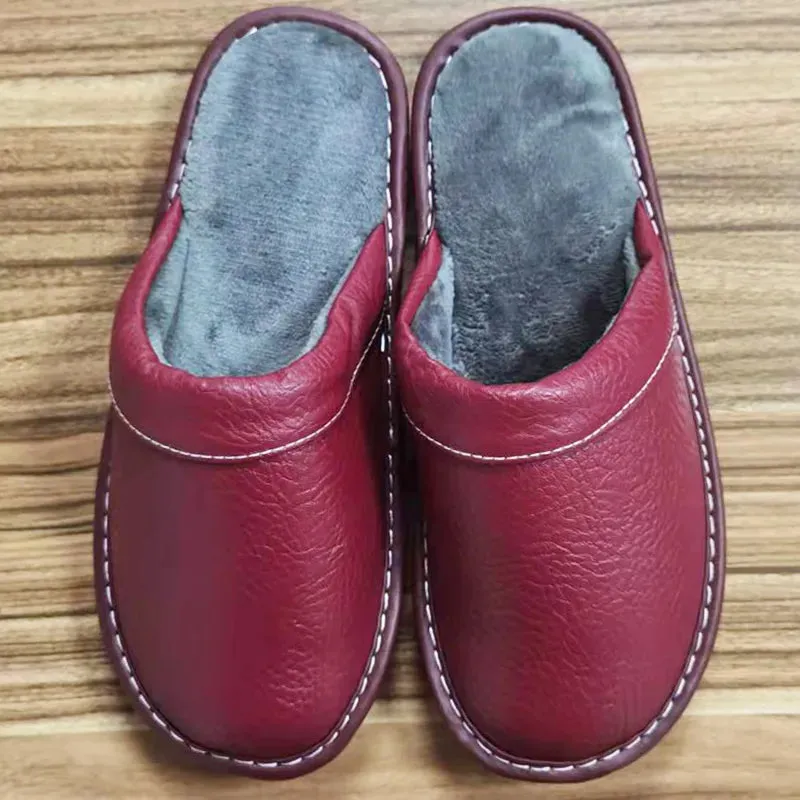 Men's Plus Size Leather Home Casual Comfy Slippers