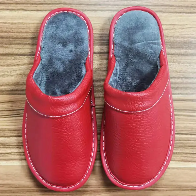 Men's Plus Size Leather Home Casual Comfy Slippers