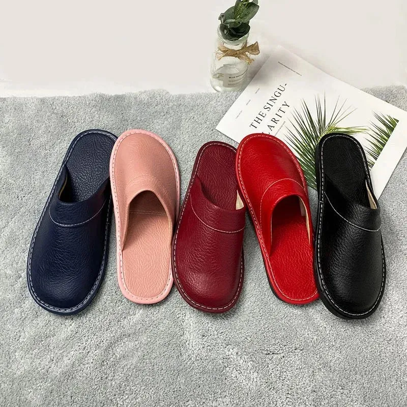 Men's Plus Size Leather Home Casual Comfy Slippers