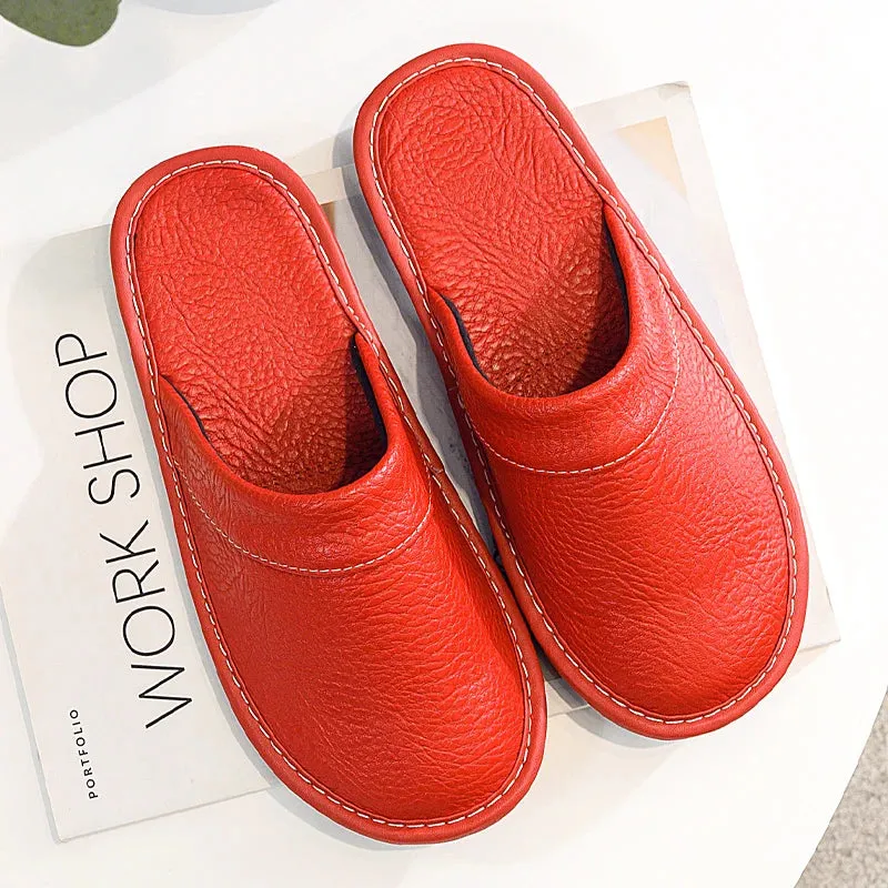 Men's Plus Size Leather Home Casual Comfy Slippers