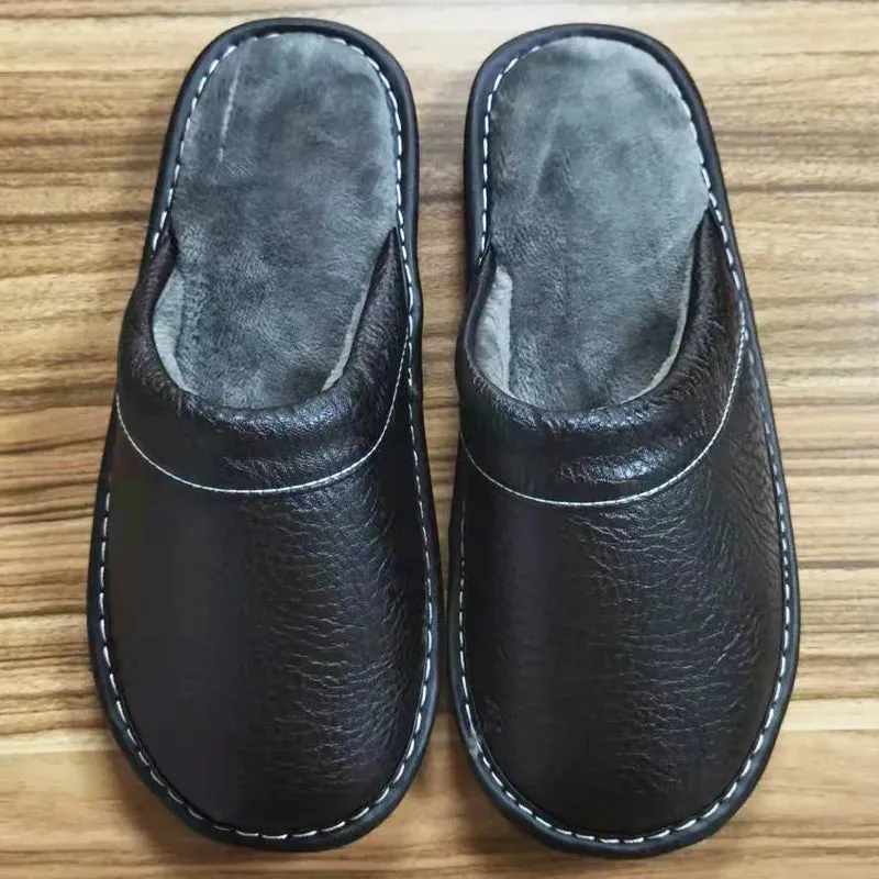 Men's Plus Size Leather Home Casual Comfy Slippers