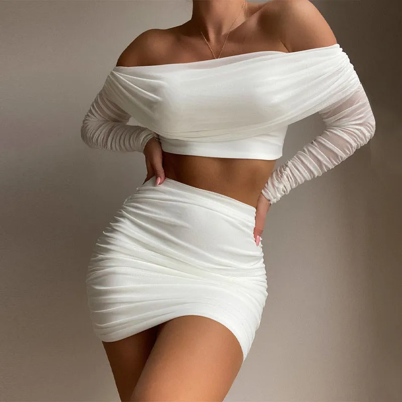 Mesh Long Sleeve Skirt Co-ord
