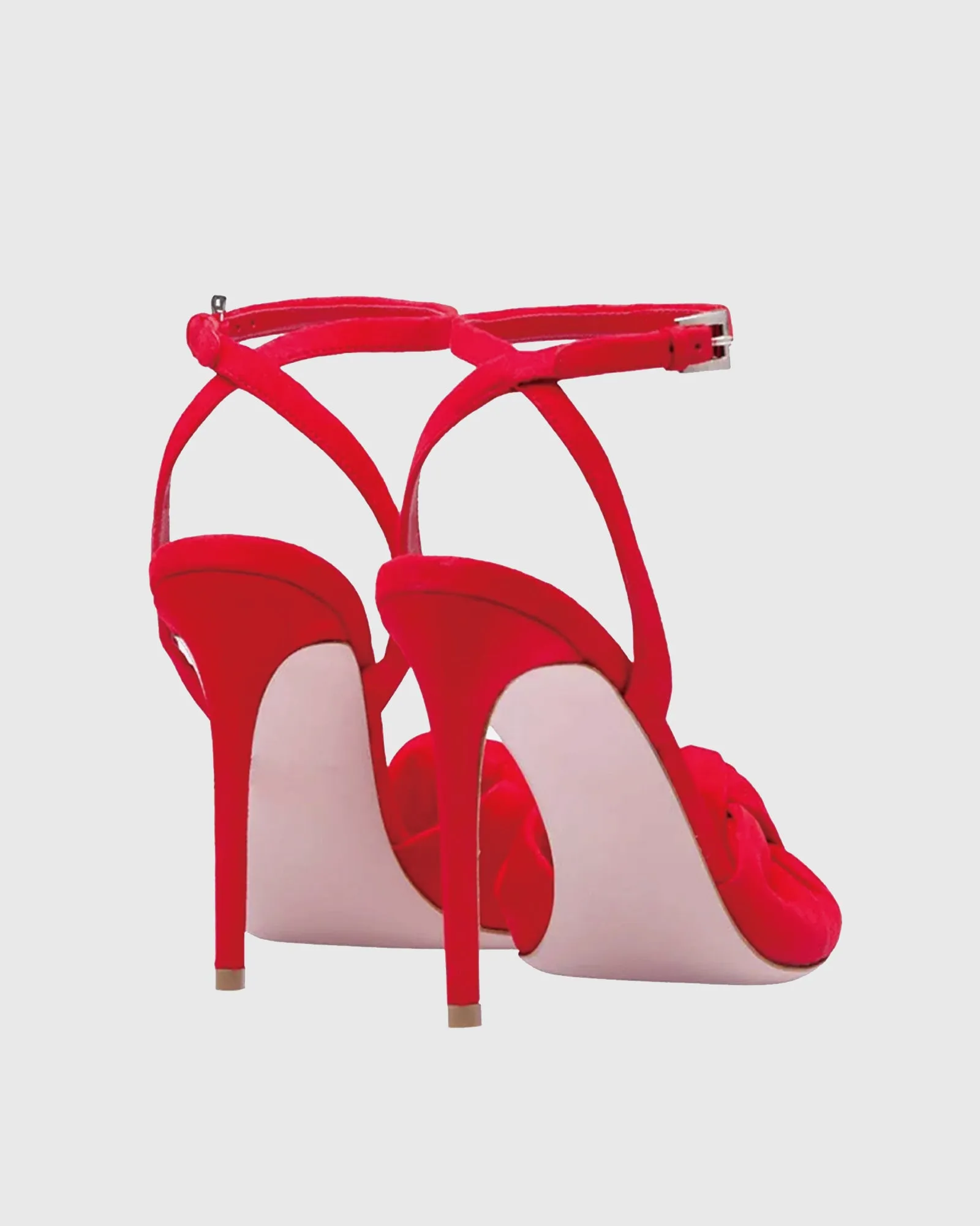 Tania Ruched Bow Velvet Sandals In Red