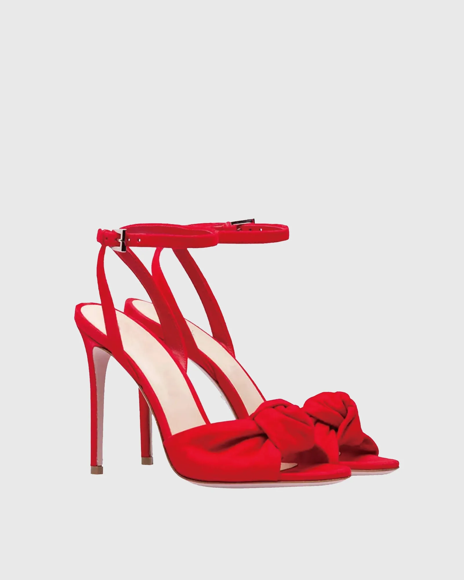 Tania Ruched Bow Velvet Sandals In Red