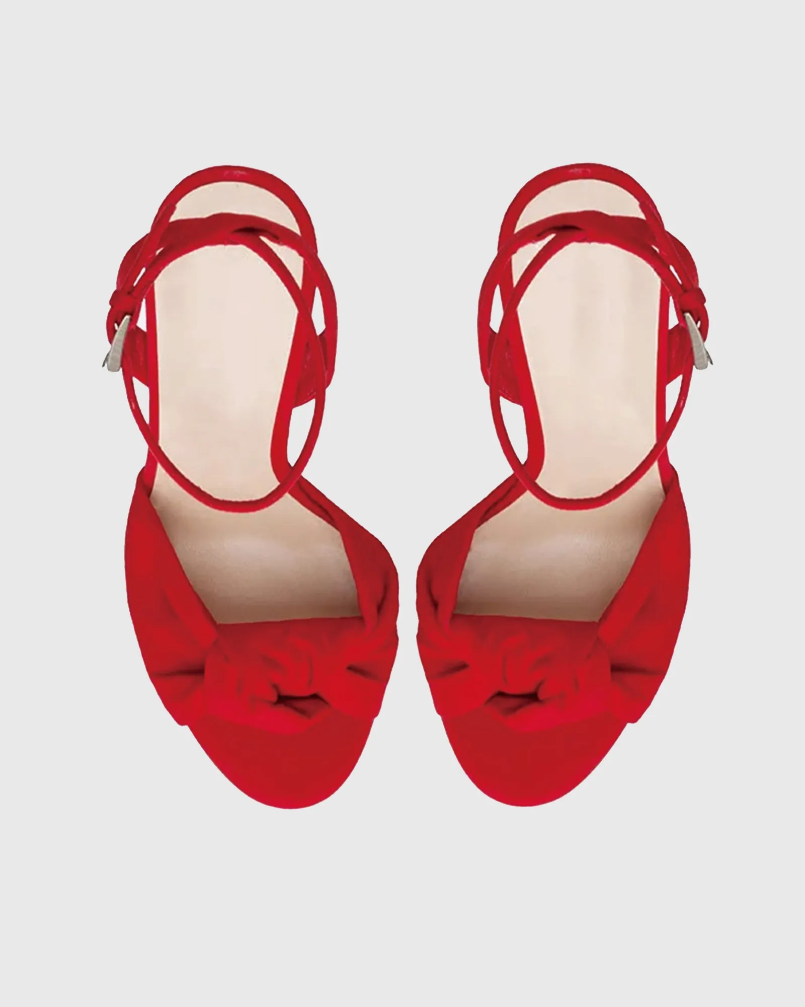 Tania Ruched Bow Velvet Sandals In Red