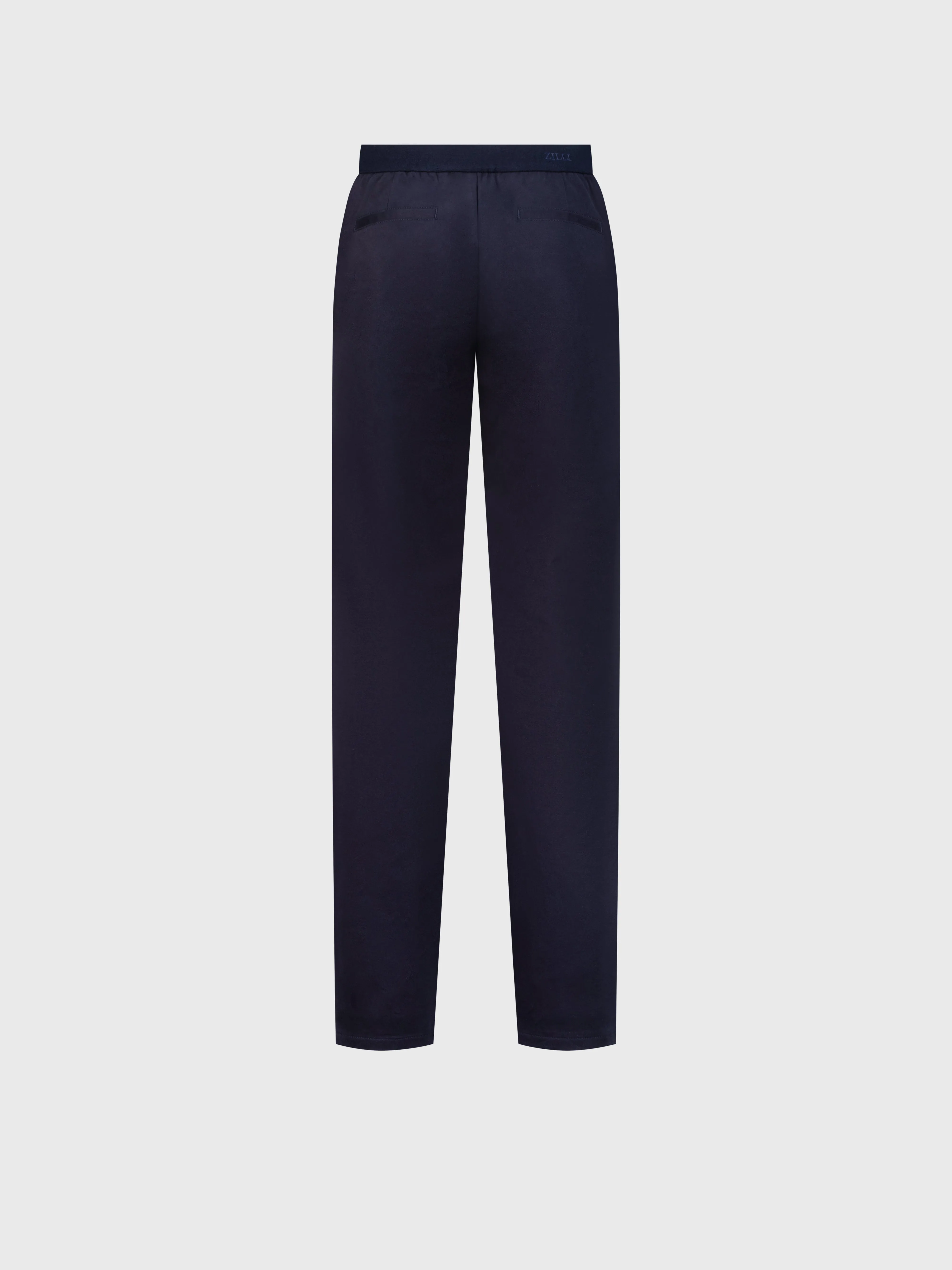 Trousers with Ribbed Elastic Waistband Blue Navy