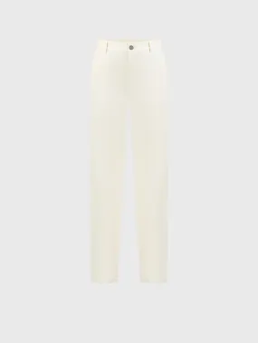 Trousers with Ribbed Elastic Waistband White