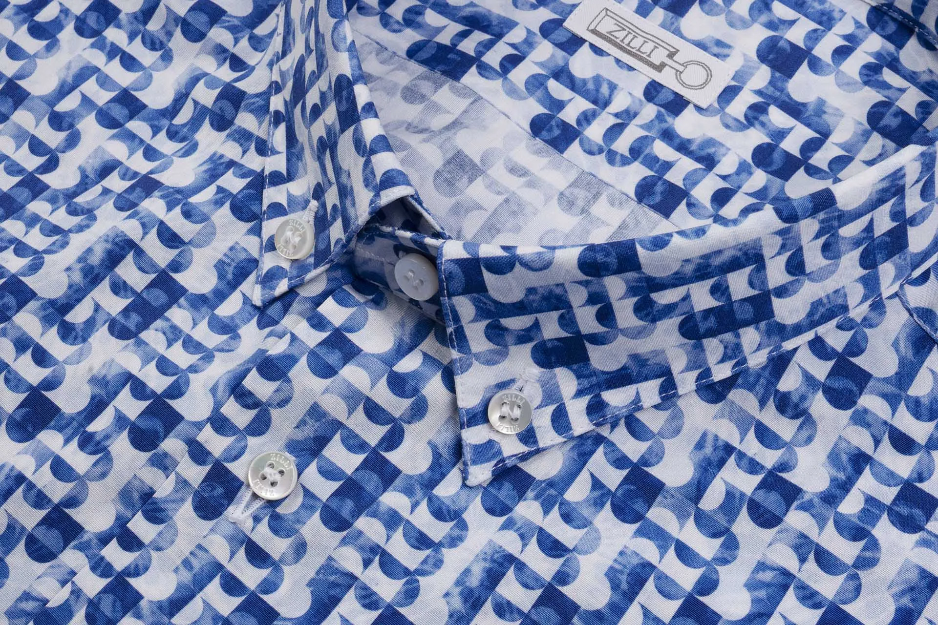 Zilli Cotton Shirt in Blue with Distinctive Fancy Print