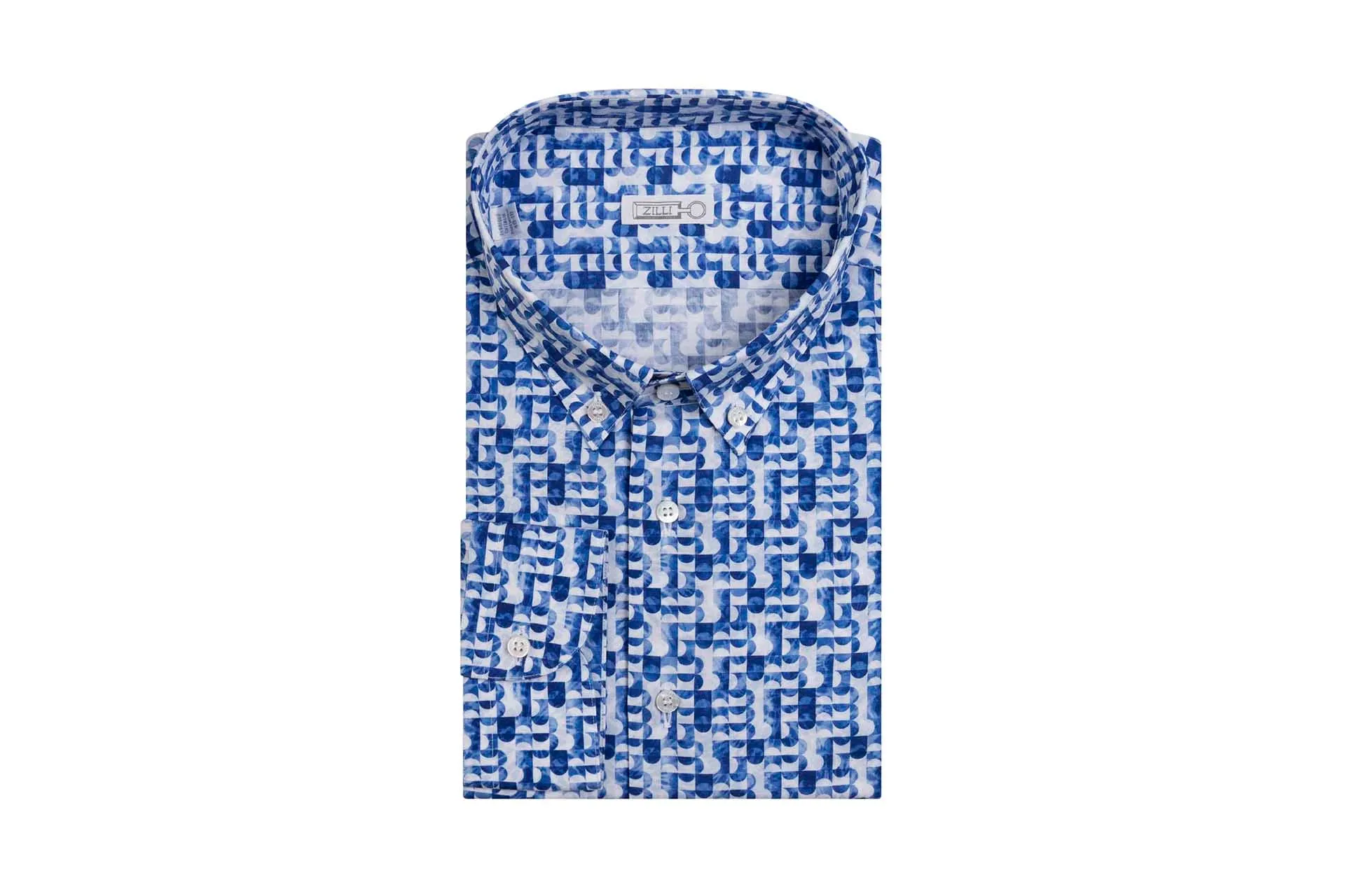 Zilli Cotton Shirt in Blue with Distinctive Fancy Print