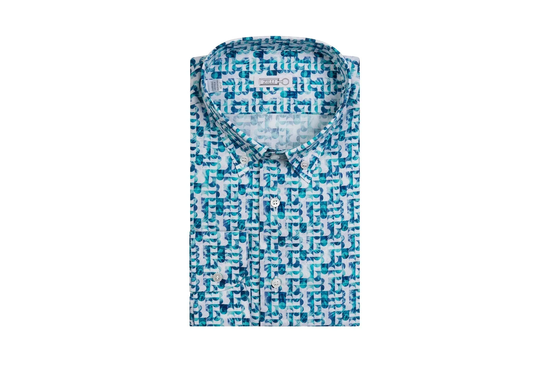 Zilli Cotton Shirt in Blue with Distinctive Fancy Print