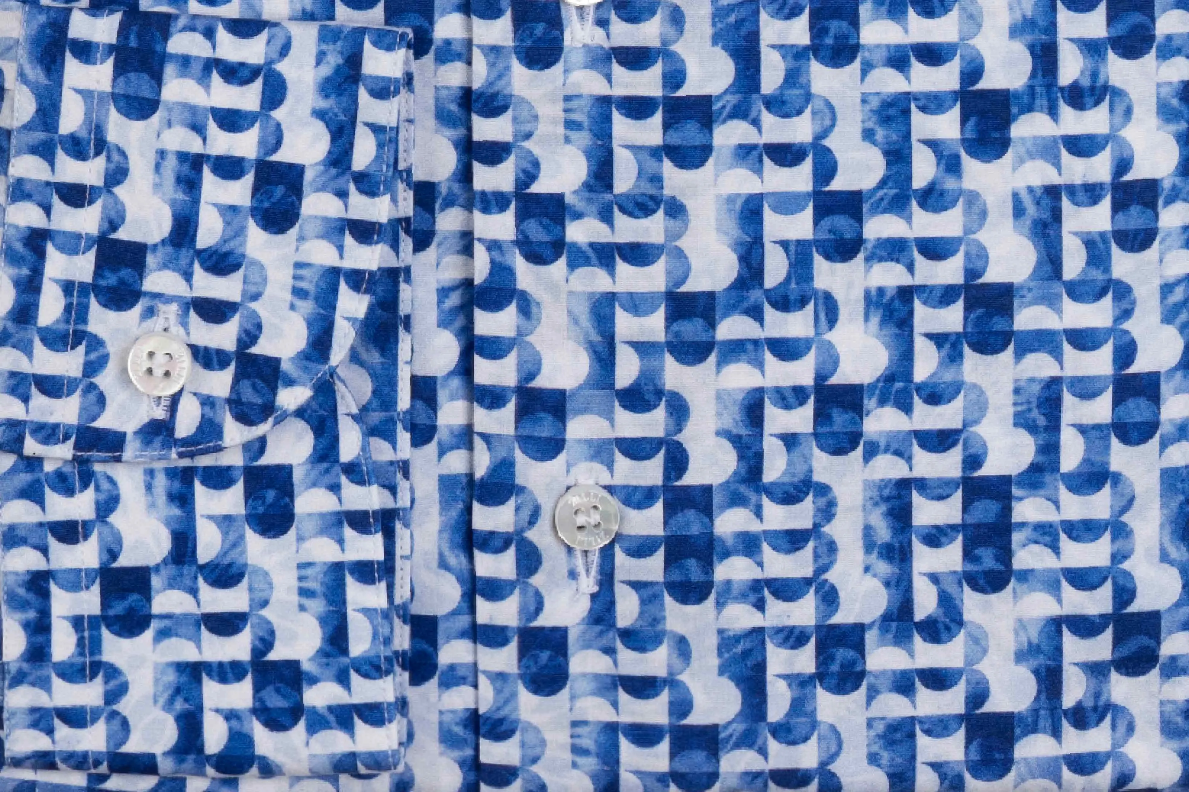 Zilli Cotton Shirt in Blue with Distinctive Fancy Print
